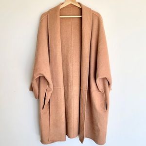 Oversized camel wool coat